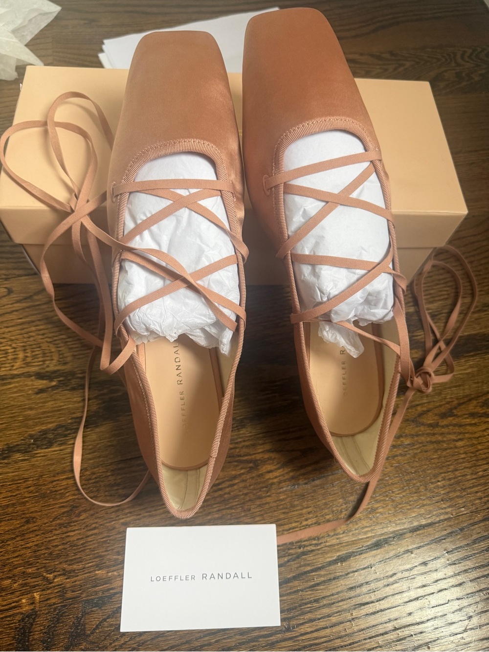 Loeffler Randal Louisa lace-up satin ballet flats Sz 10b - Picture 3 of 8
